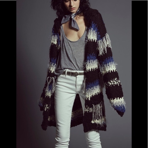 For Love And Lemons Sweaters - ❌SOLD❌FL&L x Knitz 💕🍋 • Crosby fringe cardigan in black and navy